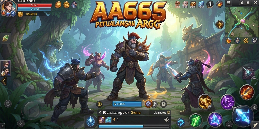 Screenshot gameplay dari AA666 menampilkan pertarungan seru di dalam dunia fantastis.