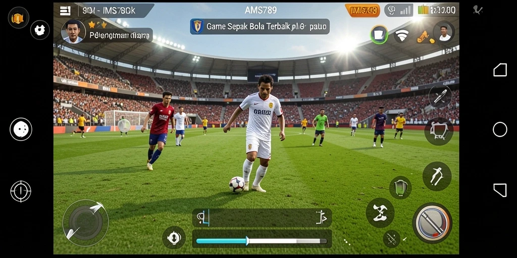 Screenshot game AMS789 menampilkan aksi seru di lapangan sepak bola.