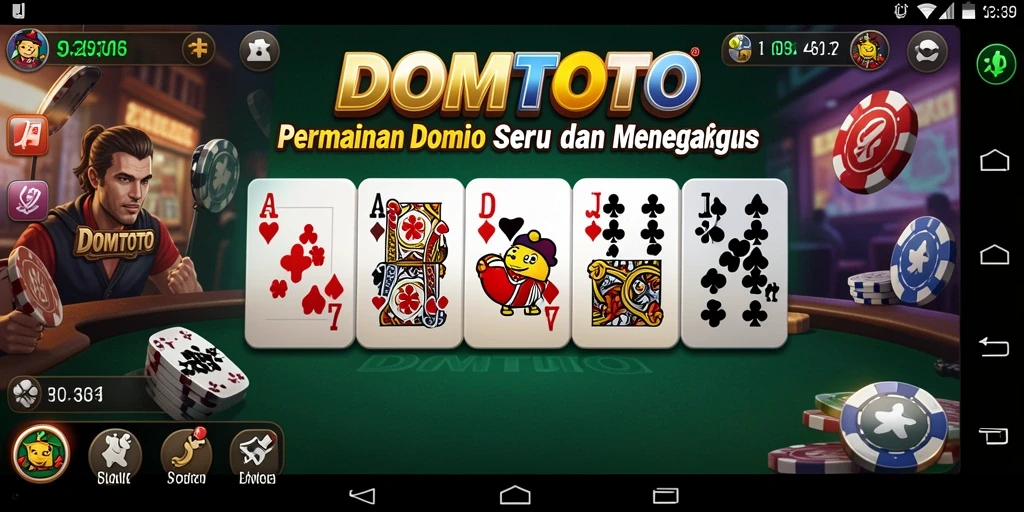 Screenshot gameplay DOMTOTO menampilkan pertarungan seru dalam permainan domino.