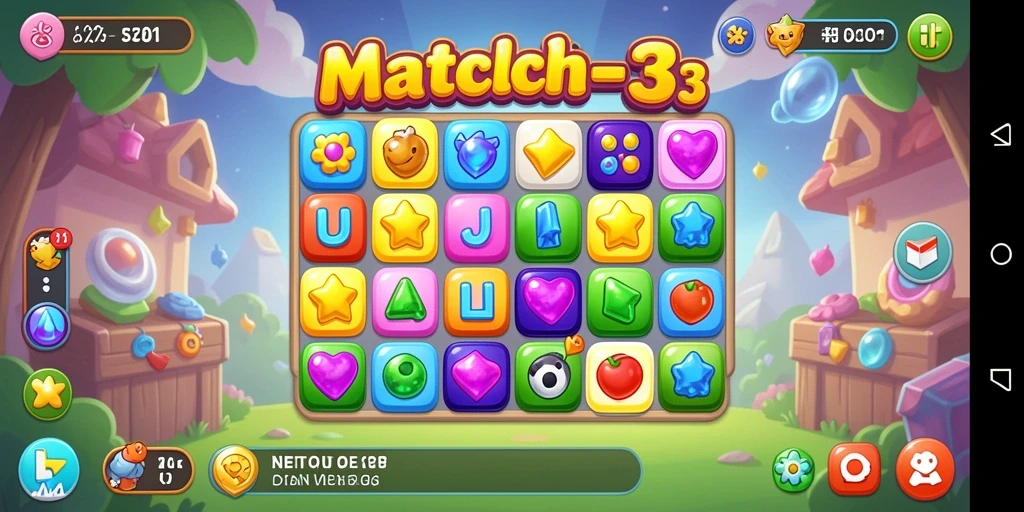 Tangkapan layar gameplay DY01 menampilkan aksi seru Match-3.