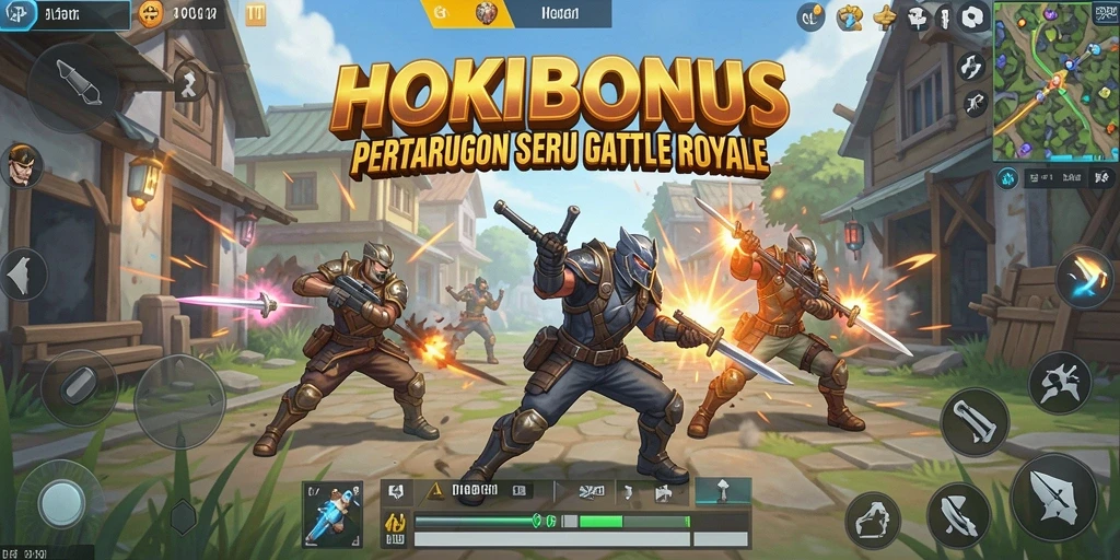 Screenshot menampilkan aksi seru dalam gameplay Battle Royale.
