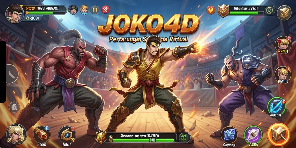 Screenshot gameplay JOKO4D menampilkan pertarungan intens dan karakter menakjubkan.