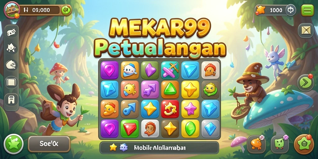 Screenshot MEKAR99 menampilkan gameplay seru dalam tantangan Match-3.