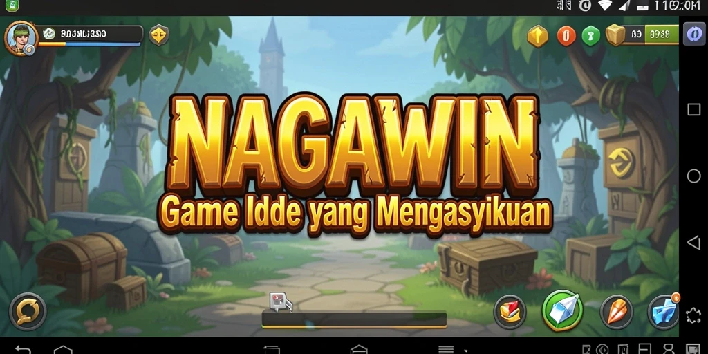 Screenshot gameplay NAGAWIN yang menampilkan aktivitas pengumpulan sumber daya.