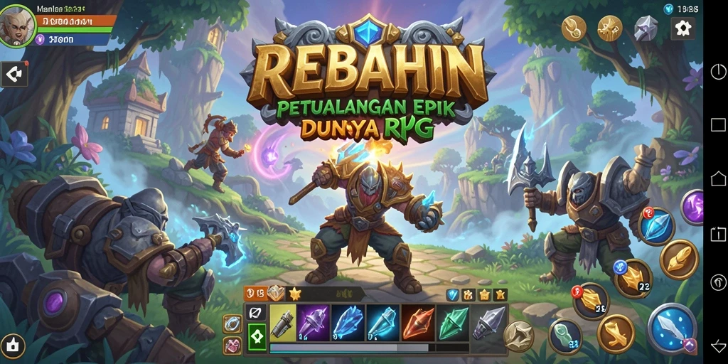 Tangkapan layar gameplay menampilkan pertarungan seru di dunia fantastis.
