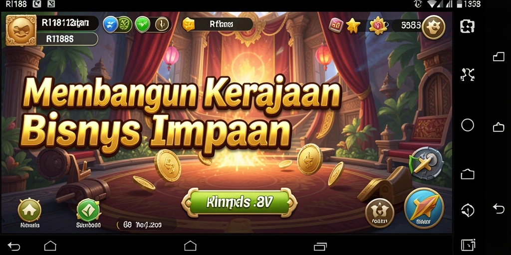Screenshot utama menampilkan pengelolaan kerajaan bisnis yang dinamis.