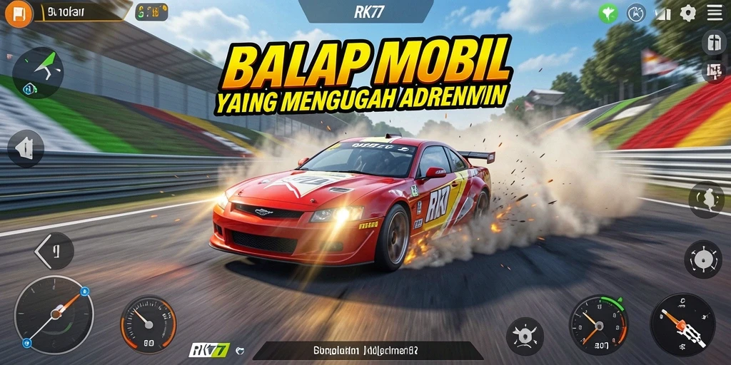 Gameplay Racing menegangkan dengan mobil balap yang cepat dan trek berliku.