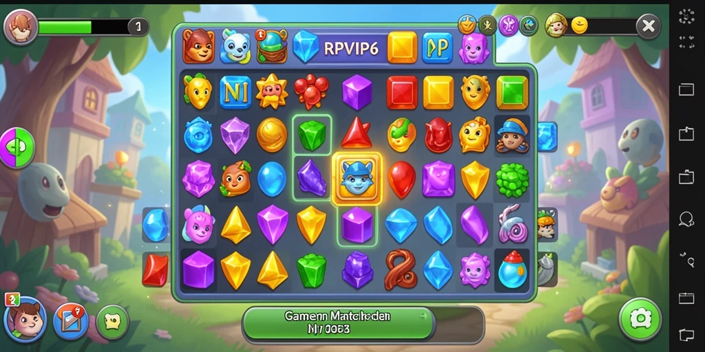 Gameplay RPVIP6 yang seru dengan tantangan Match-3.