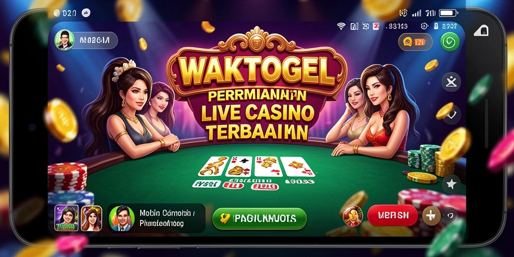 Screenshot utama WAKTOGEL menampilkan dealer yang ramah dan permainan Live Casino yang seru.